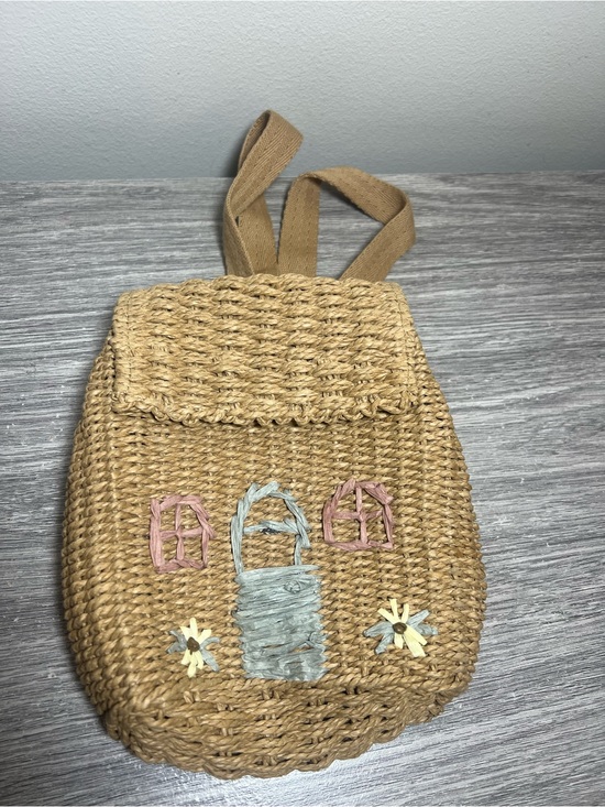 Zara Handbags - Zara Raffia Straw Woven House Flower Mini Backbag Bag